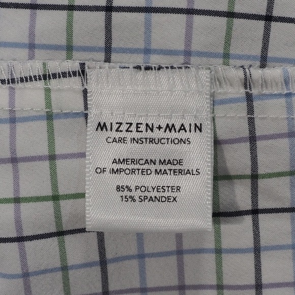 Mizzen Main Shirt Mens XL Trim Fit Blue Green Plaid Leeward Collection USA Made - Picture 13 of 14